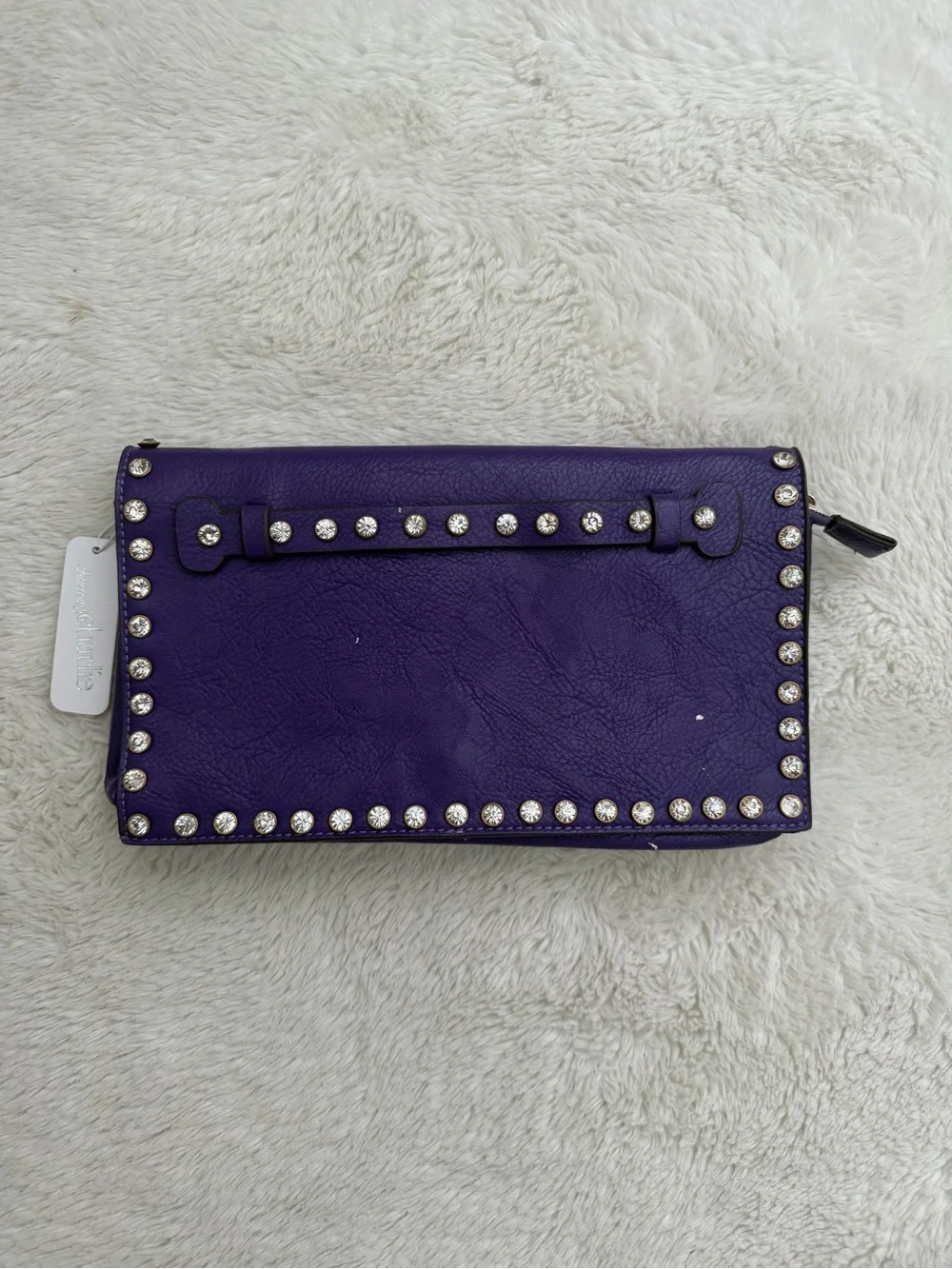 Charming Charlie Purple Studded Wristlet Clutch with Silver Accents